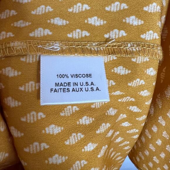 Sandro Paris Halter Tiered Midi Dress S Pom Pom Trim Marigold Block Print - Picture 8 of 8